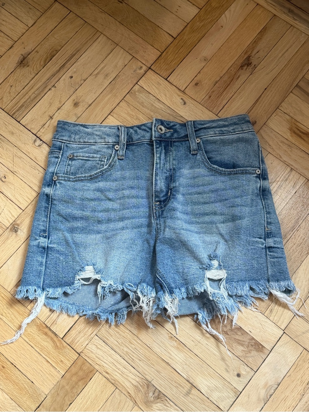 New Special A Distressed Light Blue Denim Cutoff Shorts